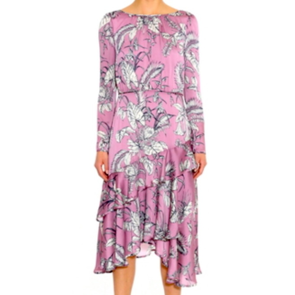 Marchese Notte NWT Orchid Asymmetric Flounce Cocktail Dress size 6
